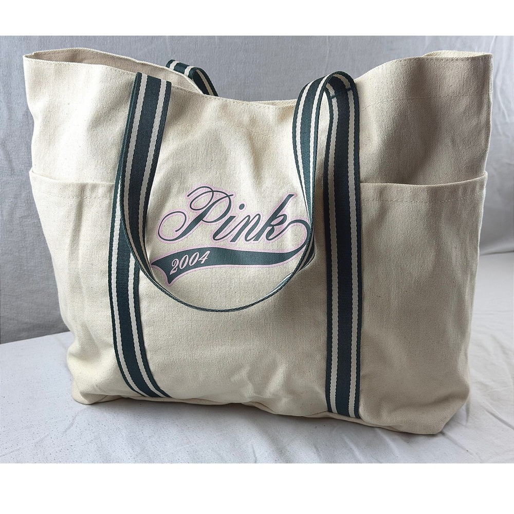 Vintage Victoria's Secret Pink Ltd Edition 2004 Canvas Tote Varsity Shoulder Bag